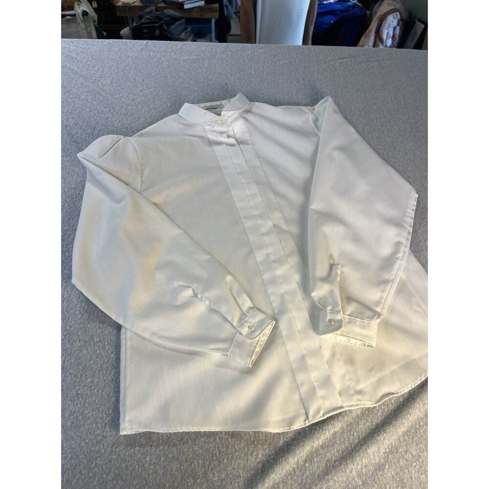 Vintage Sterling Classics Blouse Women’s 12 Pleated Button Boho Prairie White